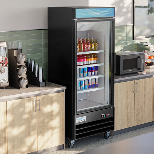 Avantco GDC-23-HC 28 3/8" Black Customizable Left-Hinged Swing Glass Door Merchandiser Refrigerator with LED Lighting