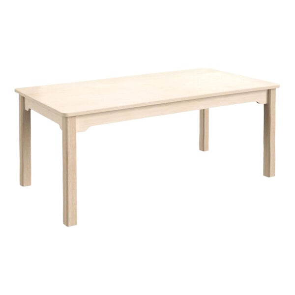 A white rectangular wooden preschool activity table with white legs.