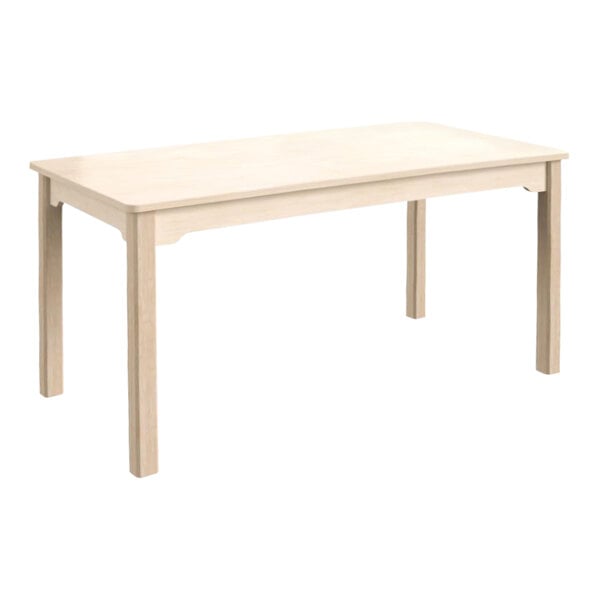 A white rectangular wooden preschool activity table with white legs.
