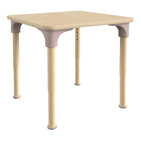 A Flash Furniture square beech wooden preschool activity table with adjustable legs.