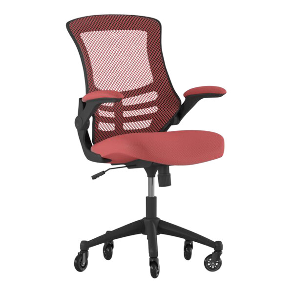 A red and black Flash Furniture Kelista office chair.