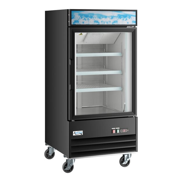 Avantco GDC-9F-HC 27" Black Customizable Swing Glass Door Merchandiser Freezer with LED Lighting