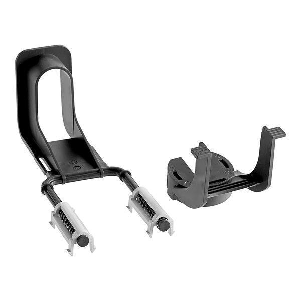 A black plastic holder with a white background.