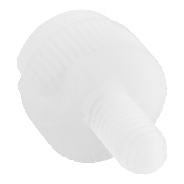 A white plastic cover screw with a white plastic pipe.