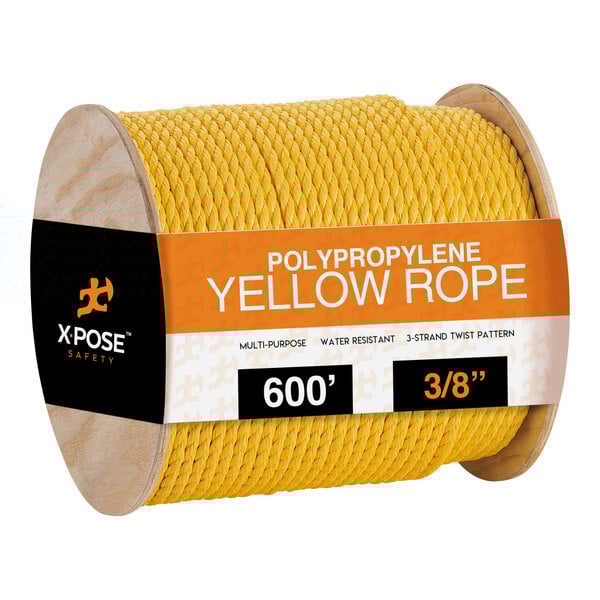 A spool of yellow Xpose polypropylene rope.