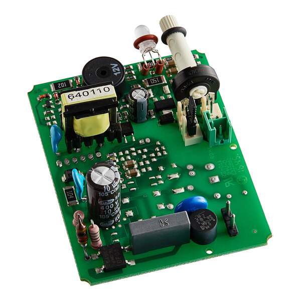 A green Seko circuit board with many small components on it.