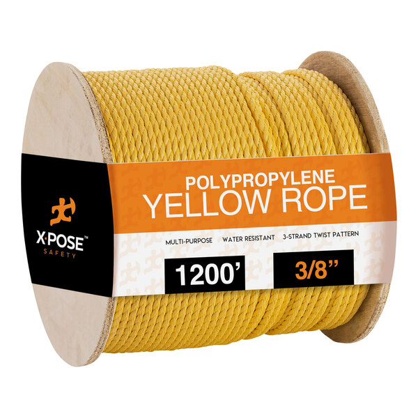 A spool of Xpose yellow polypropylene rope.