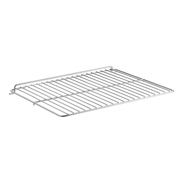 A stainless steel Cooking Performance Group oven rack with a handle and wire grid.