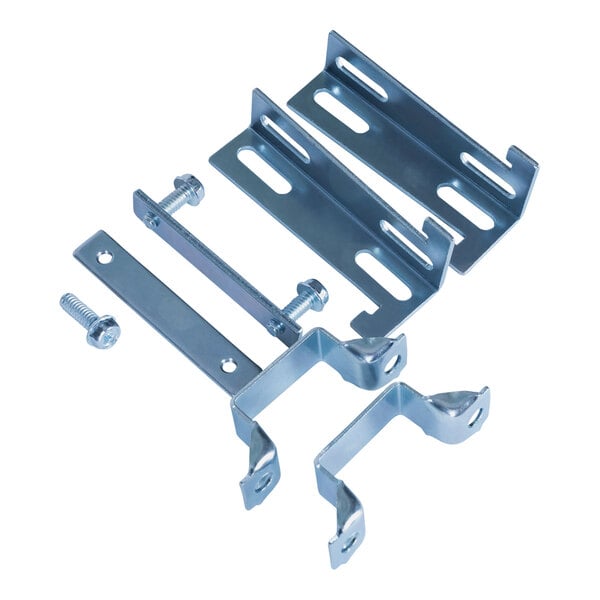A Retail Space Solutions Magna-Bar metal bracket with screws and bolts.