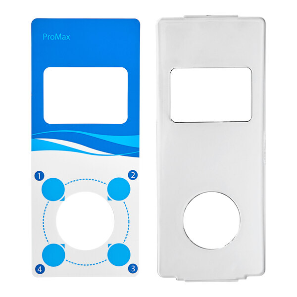 A white rectangular cover with blue circles for a Seko ProMax 4-product chemical dilution system.