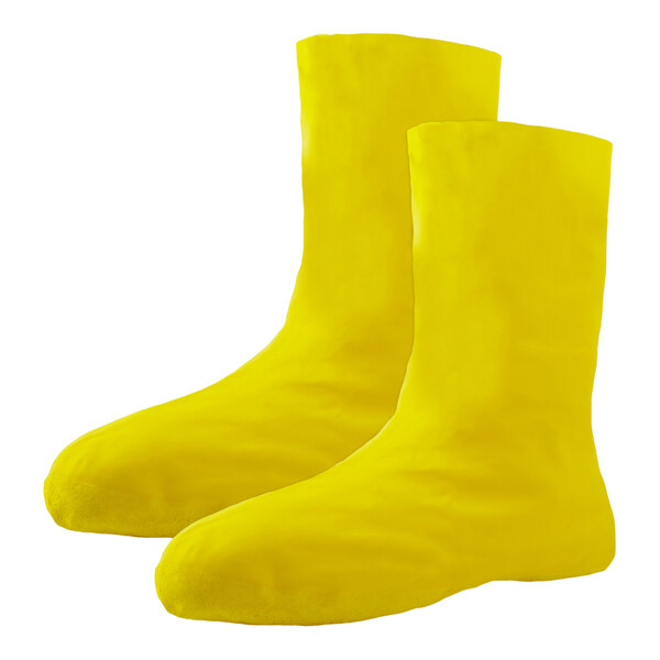 A pair of yellow Xpose Safety waterproof boot covers.