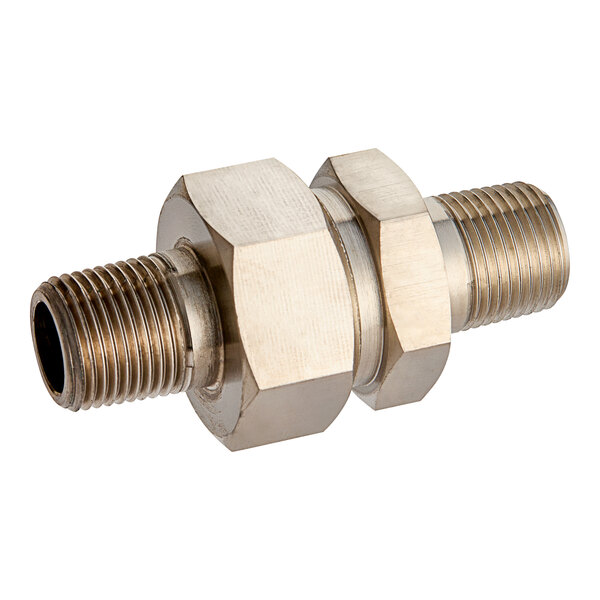 A brass threaded Chicago adapter for ProSink chemical dispensers.