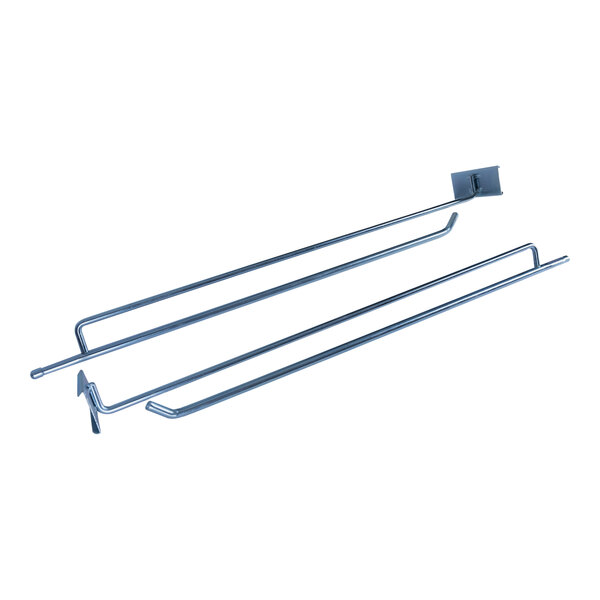 Two zinc-plated steel Magna-Bars for a retail display rack.