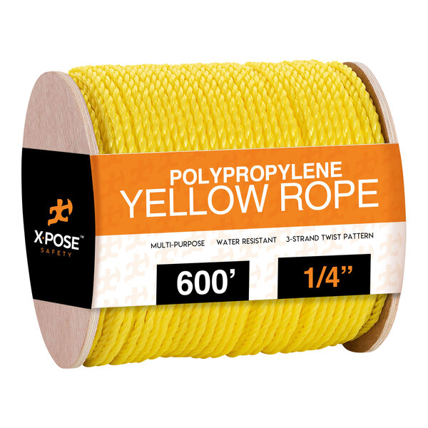 A spool of yellow Xpose polypropylene rope.