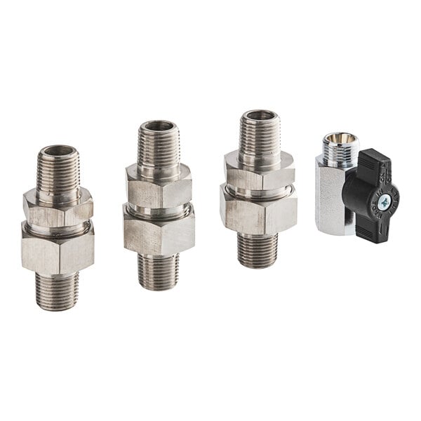 A Seko adapter set with stainless steel fittings and a nut.