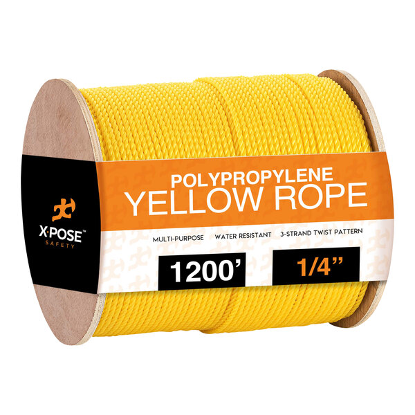 A spool of yellow Xpose polypropylene rope.