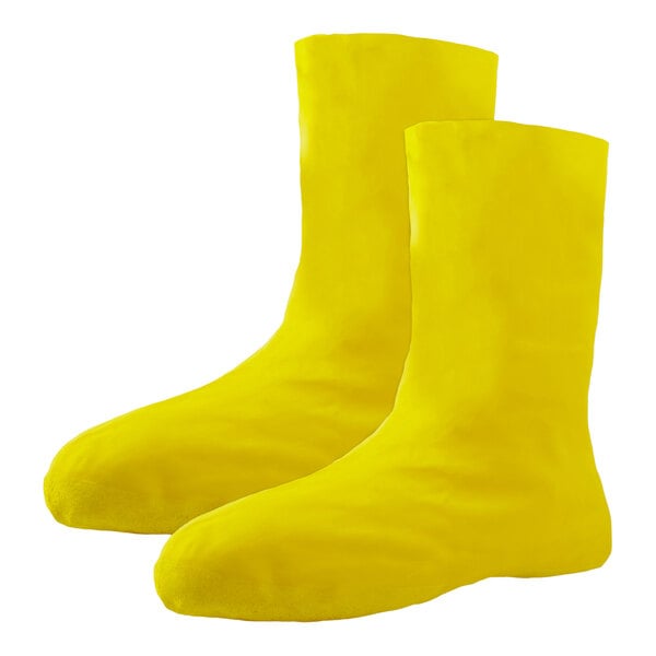 Xpose Safety Yellow Latex Waterproof Boot Covers. A pair of yellow boot covers.