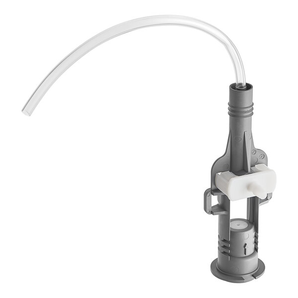 A grey plastic Seko tube with a white plastic tube attached to it.