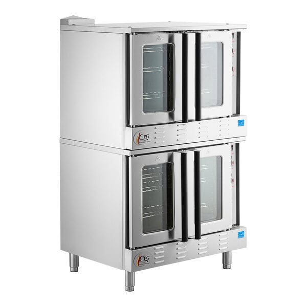 Cooking Performance Group FGC100D-ES Standard Depth Double Deck Full Size Liquid Propane Convection Oven - 100,000 BTU