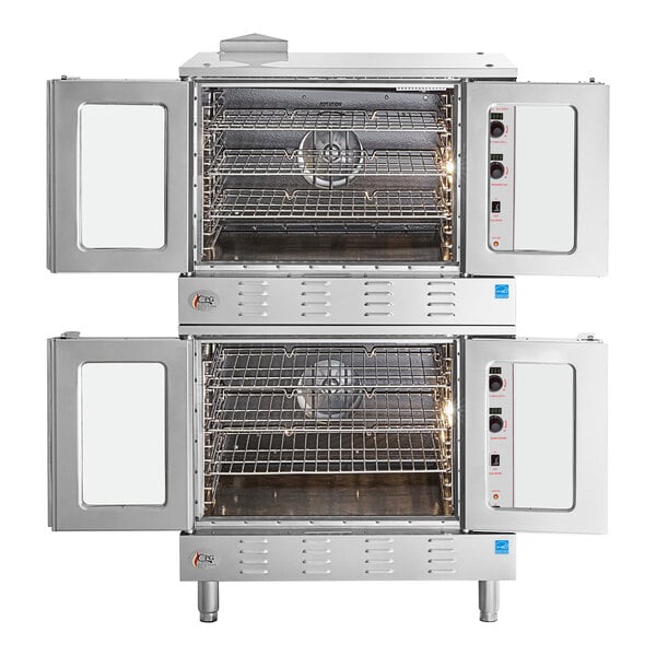 Cooking Performance Group FGC200D-ES Deep Depth Double Deck Full Size Liquid Propane Convection Oven - 100,000 BTU