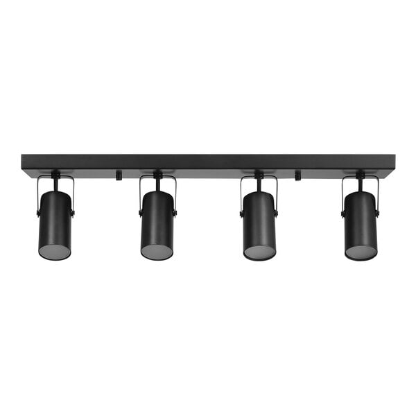 A black Globe LED track light with four black shades.
