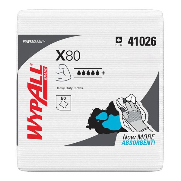 WypAll® 41026 X80 12" x 12 1/2" White Heavy-Duty Wiper - 200/Case