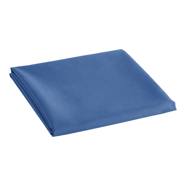 A blue folded cloth on a white background.