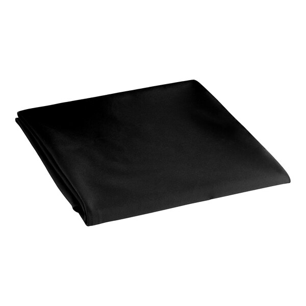 A black folded cloth with a hemmed edge on a white background.