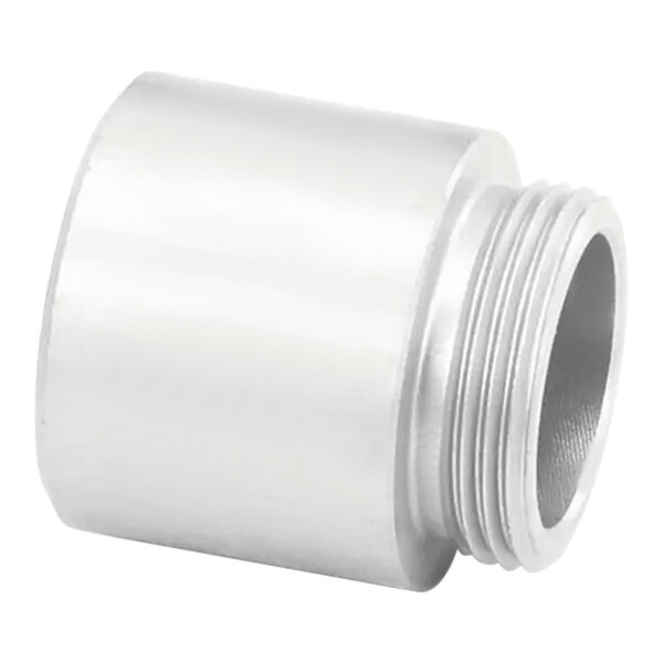 A silver metal cylinder with a white surface inside.