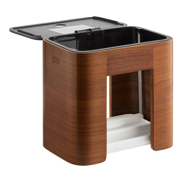 Tork Image Xpressnap Signature 150 Capacity Walnut Wood Interfold Tabletop Napkin Dispenser N4