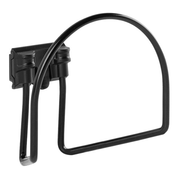 A black metal Toolflex hose hanger with a hook.
