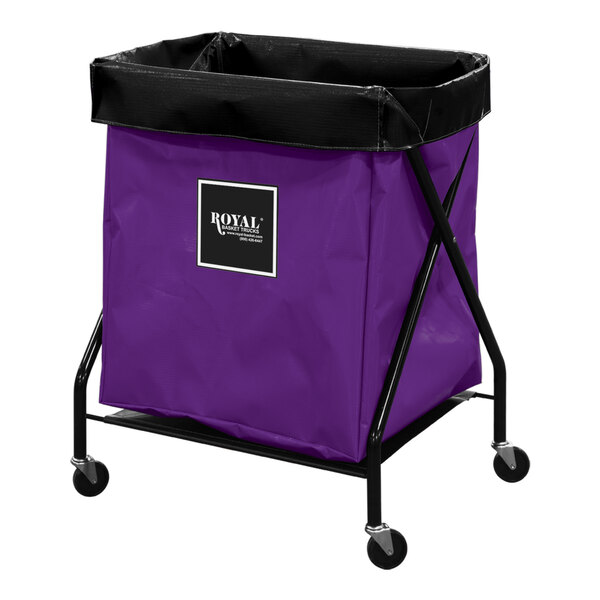 A purple Royal Basket truck with black wheels.