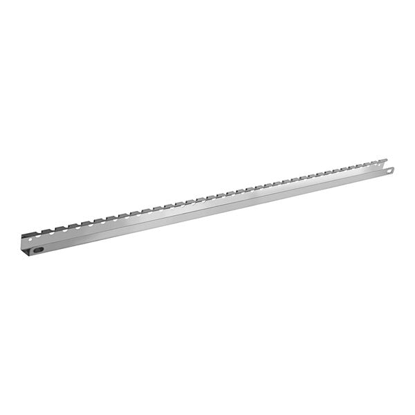 A long metal ServIt back divider support with holes.