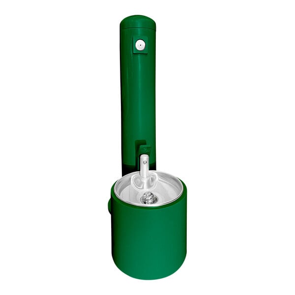 A green cylinder with a white lid and handle.