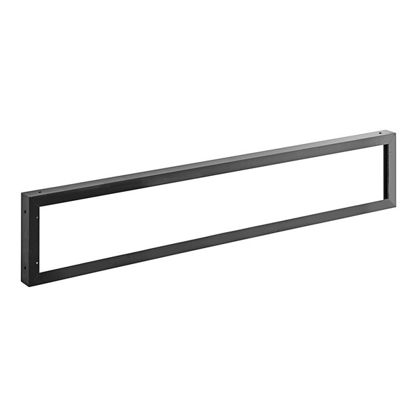 A rectangular black metal frame with a white background.