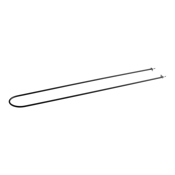 A black rectangular heating element with black metal rods on each end.