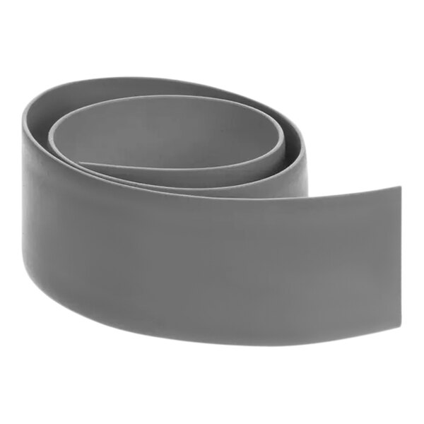 A grey rubber band with a white background.