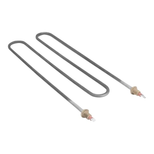 A Metro RPC13-241 water reservoir heating element with two long metal rods with two wires attached to them.