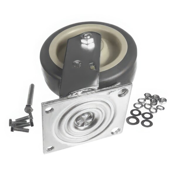 A Metro 6" swivel caster wheel with brake and hardware.
