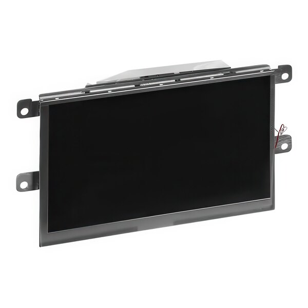 A black LCD screen with a black frame and a red clip.