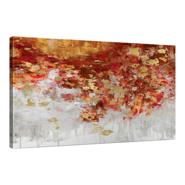 An Elephant Stock canvas wall art with red and white abstract leaves on a white background.