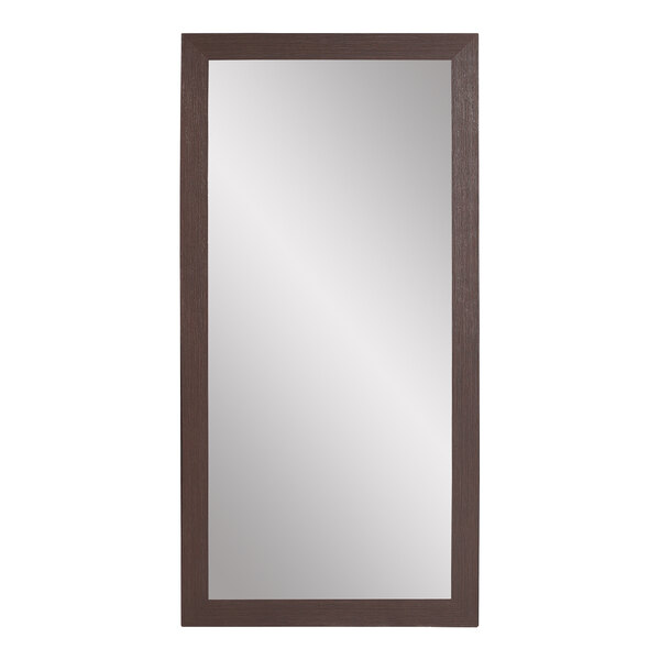 A rectangular BrandtWorks mirror with an espresso wooden frame.
