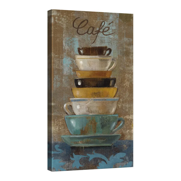 An antique coffee cups painting on a white background.
