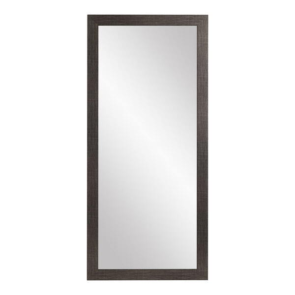 A rectangular BrandtWorks mirror with a scratched black finish.