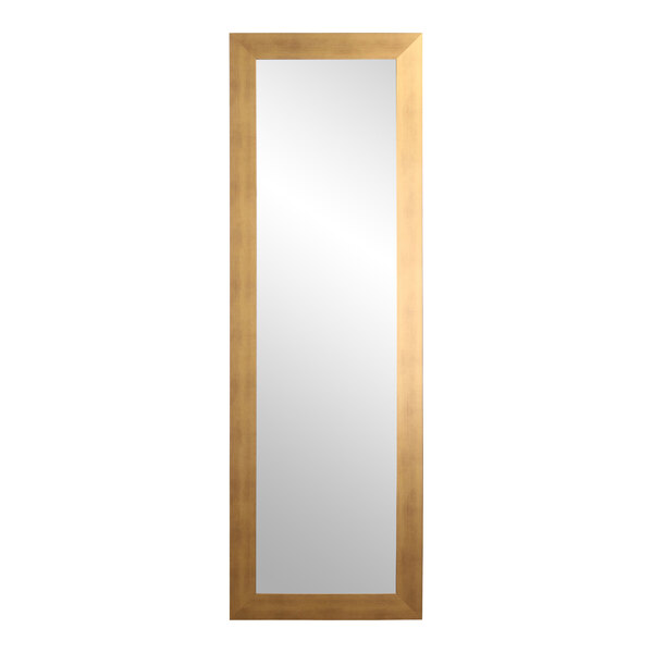 A long rectangular BrandtWorks mirror with a brushed gold frame.