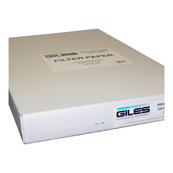 A white box with black text reading "Giles 65871 Filter Paper"