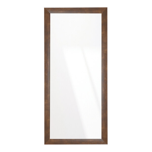 A rectangular wooden mirror frame with a mocha walnut finish.