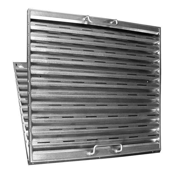 A close-up of a Giles double-sided baffle filter assembly.