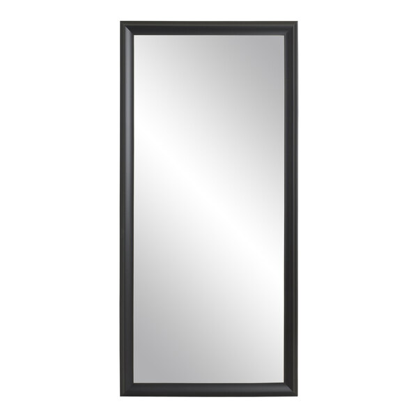 A rectangular black mirror with a black frame.