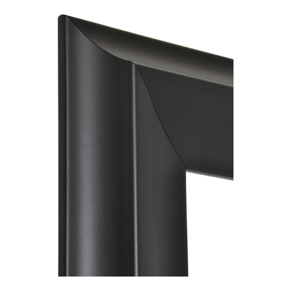 A close-up of a black corner of a BrandtWorks Modern Niantic mirror.